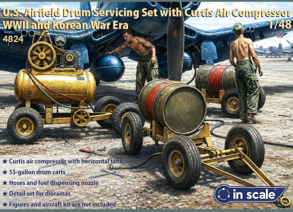 U.S. Airfield Drum Servicing Set with Curtis Air Compressor - Американский аэродромный комплект с компрессором Curtis
