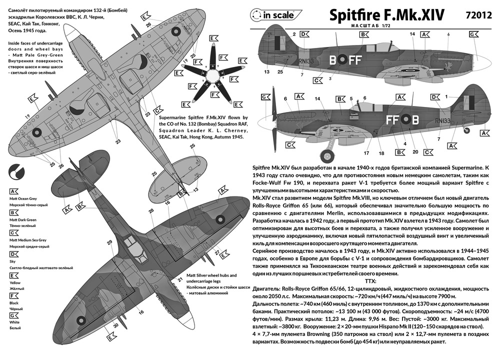 Supermarine Spitfire F.Mk.XIV - истребитель RAF, SEAC — 72012_instr1
