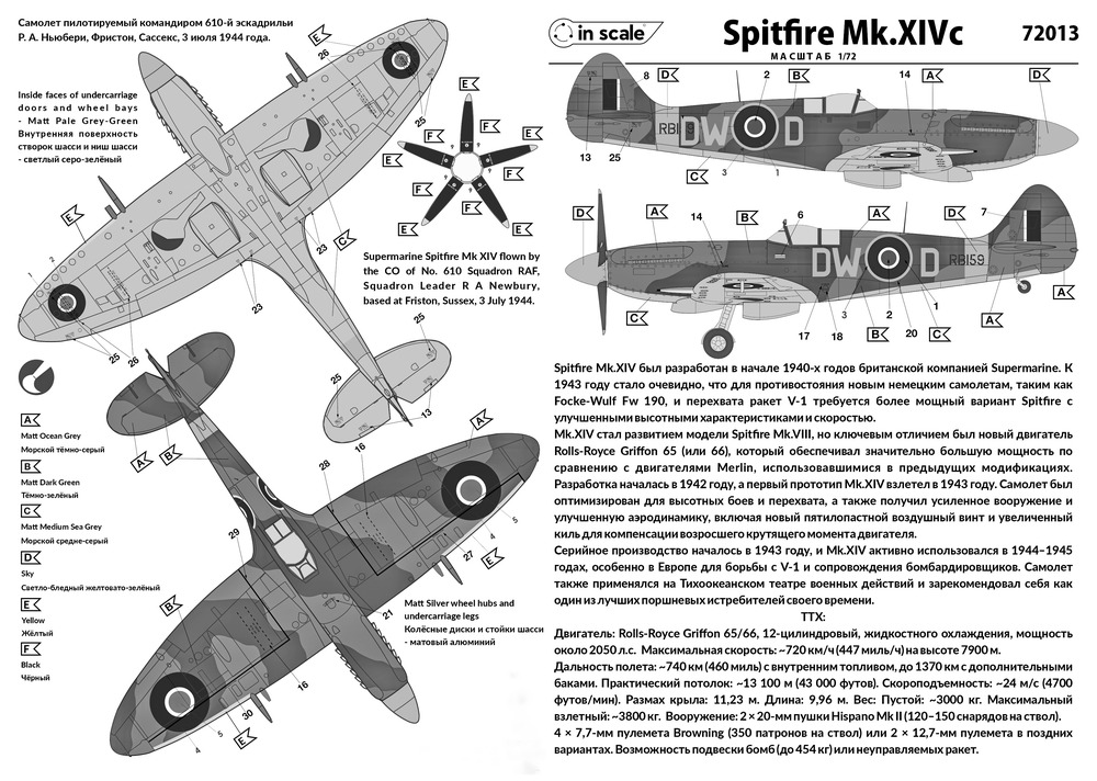Supermarine Spitfire Mk.XIVc - истребитель RAF — 72013_instr1